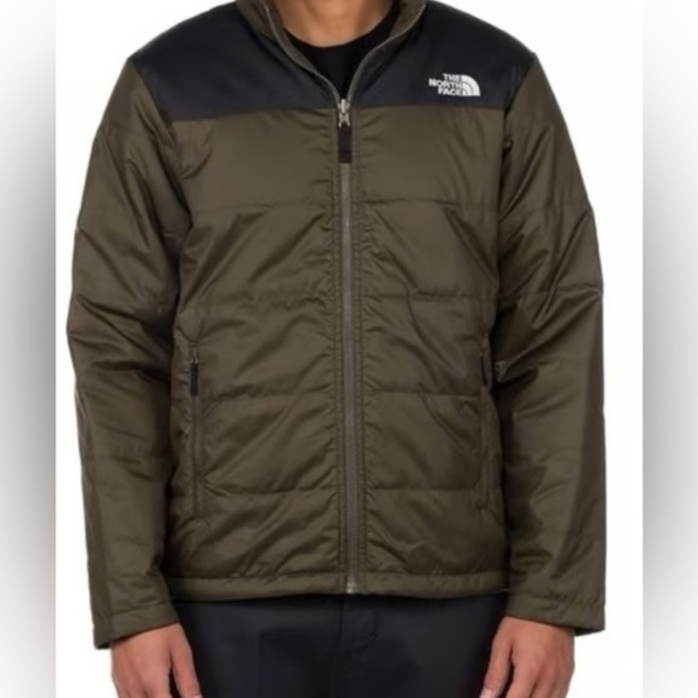 The North Face Boy"s Youth Olive Green Black Puffer Jacket size large